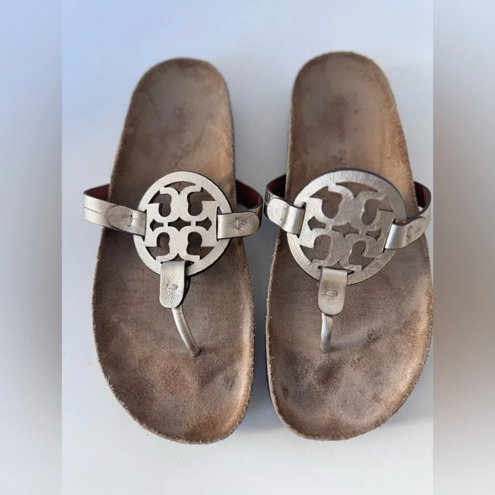 Tory Burch Miller Cloud Flip Flop Gold Sandals Shoes Size 8.5